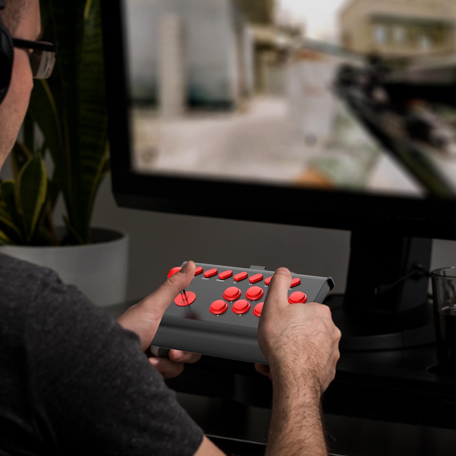 Joystick Arcade Fight Stick | Joystick di Combattimento per Giochi Arcade | con Funzioni Turbo/Macro | Joystick Arcade Nostalgico Universale per PC E Console di retrò [video game] [video game]