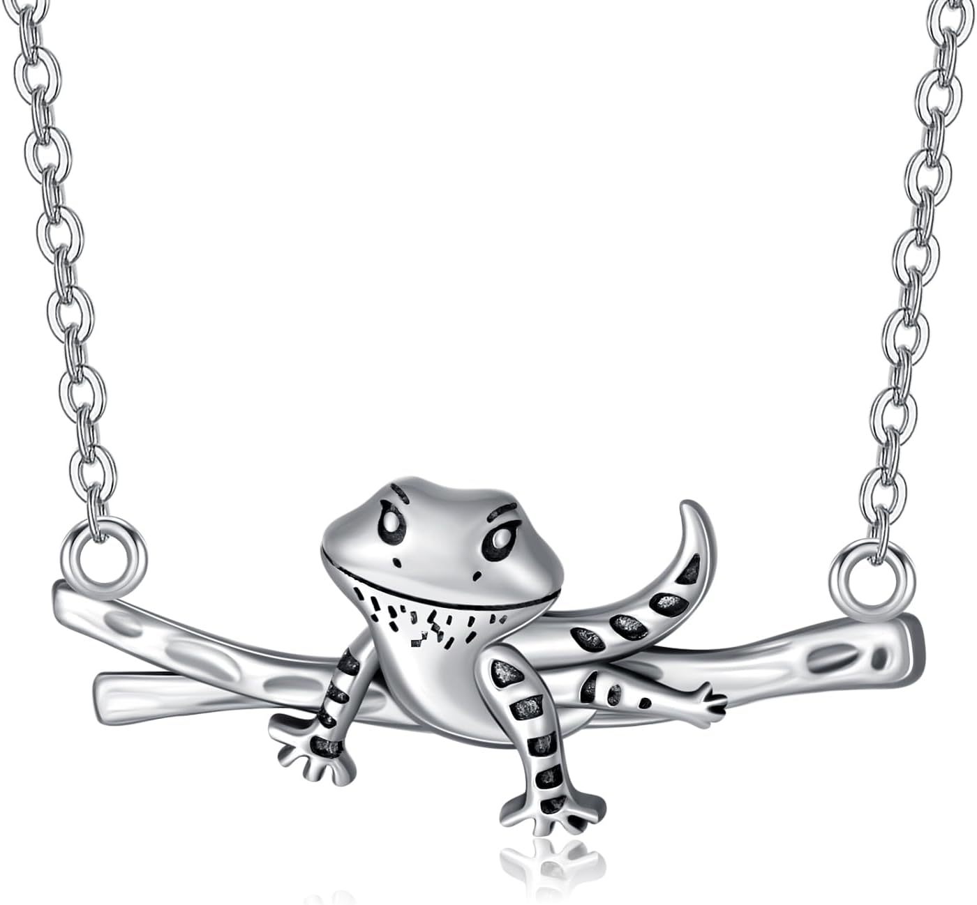 Bearded Dragon Sterling Silver Pendant Necklace - Lizard Jewelry Gifts for Women