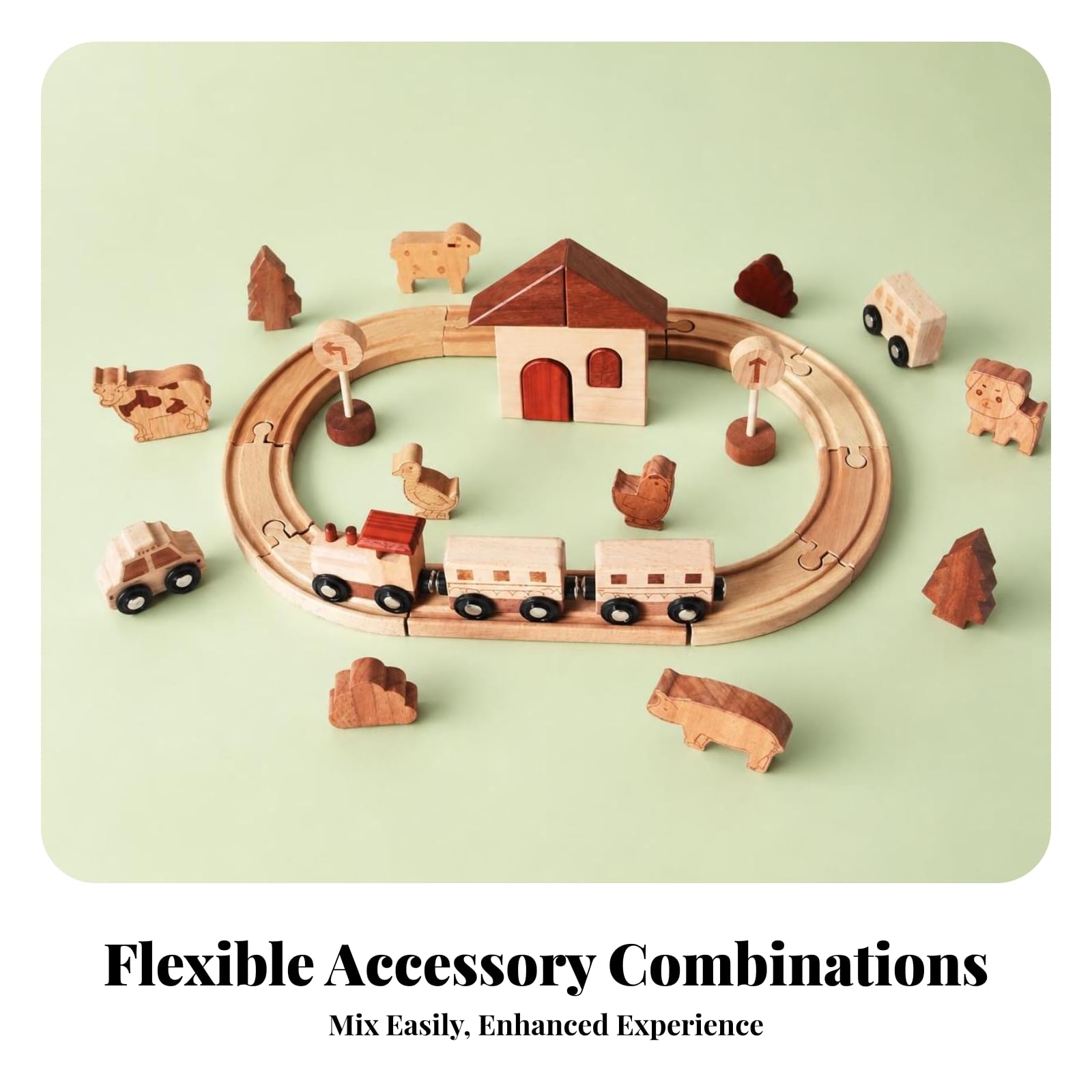 Trenino Giocattolo Legno Ferroviario Legno Coordinatione Occhio-Mano Accessori Scenici per Bambini