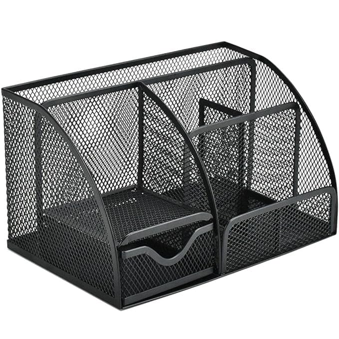 Porta Treco Organizador Mesa Escritório Metal Aramado Com divisór...