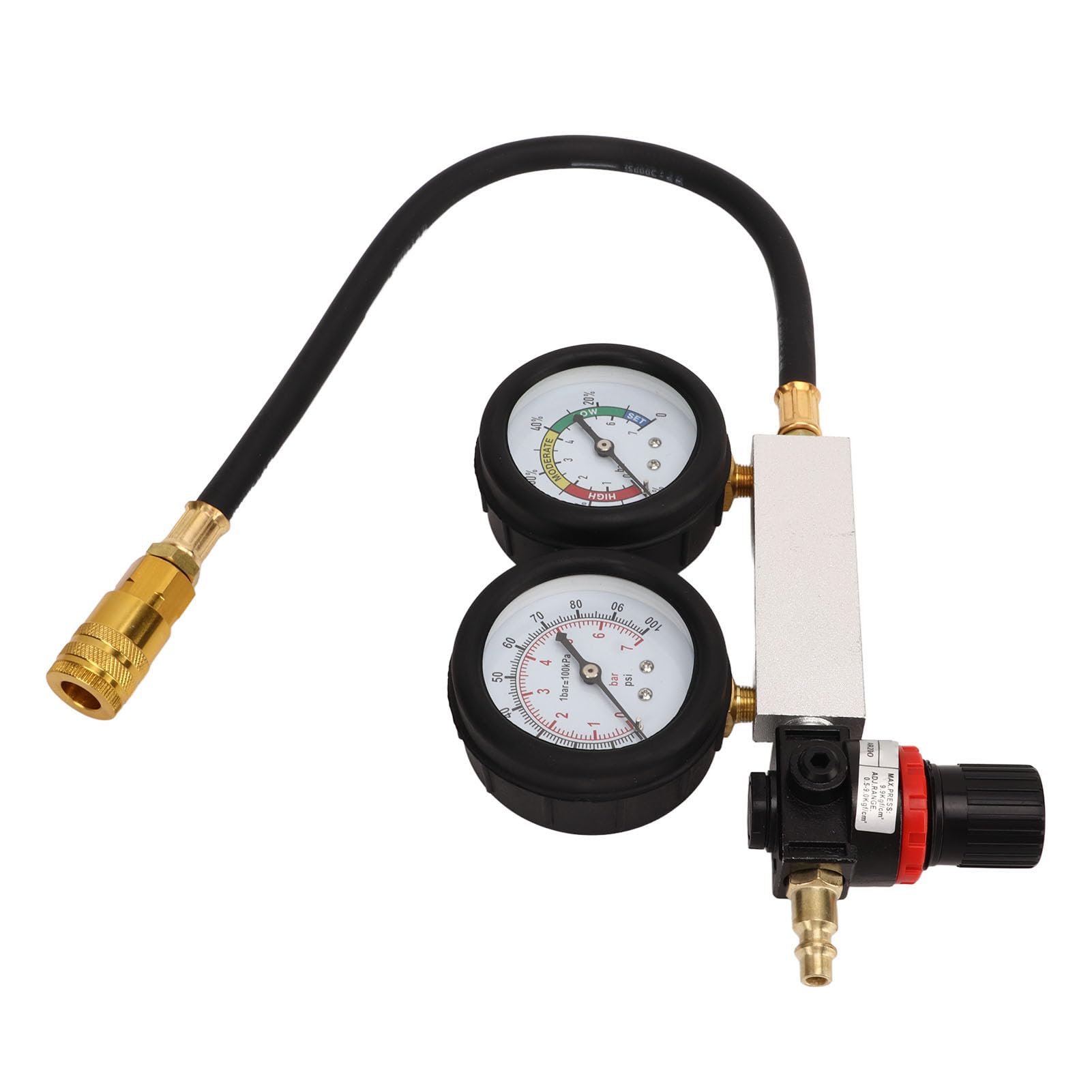 Kit de probador de fugas de cilindro kit de medidores de probador de compresión de motor para motor de gasolina con bujías de encendido de 14 mm 12 mm 10 mm
