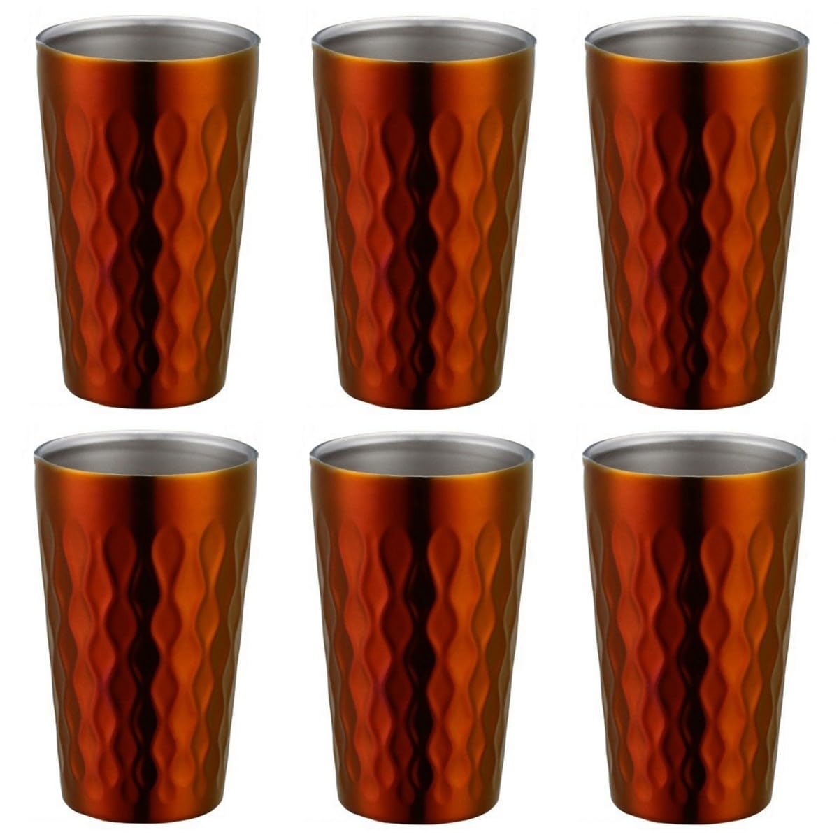 Vasos de agua de doble pared de acero inoxidable de 330 ml, tazas apilables para bebidas calientes y frías, 6 unidades para color rojo