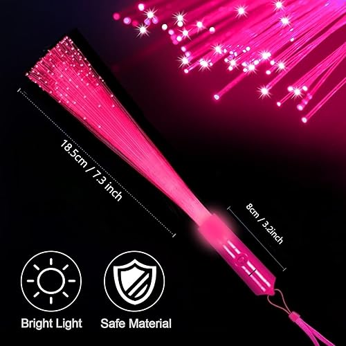 Miniatura 2 de NUDALA Paquete de 24 varillas de brillo rosas con luz para barra de fibra óptica a granel con 3 modelos intermitentes para Halloween, 4 de julio,