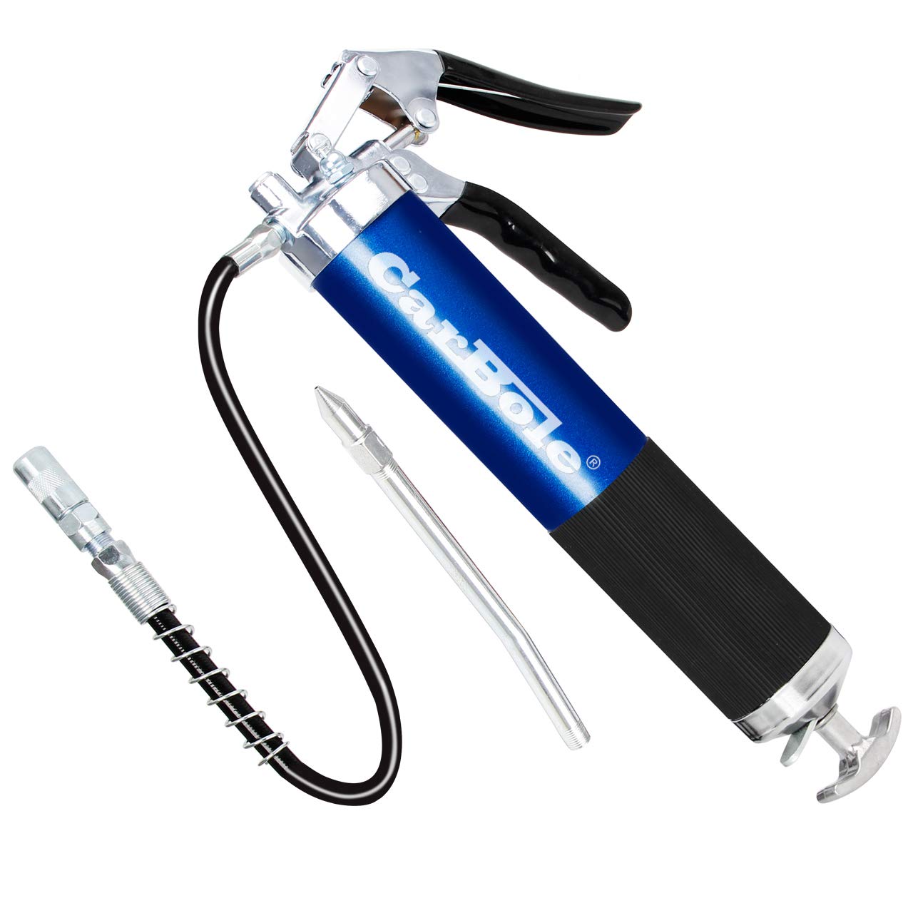 CarBole Heavy Duty Professional Grease Gun 8000 PSI High Pressure Pistol Grip Handle Fit 14oz Cartriage and Bulk With 18 inch Flex Hose