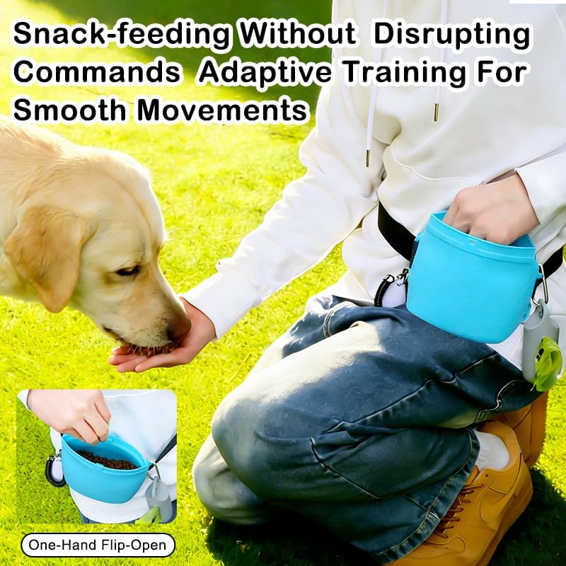 Dog Treat Pouch for Training, 14oz Portable Silicone Dog Treat Bag for Leash with Scent-Locking Seal & Magnetic Closure, Hands-Free Adjustable Buckle Waist Crossbody Belt for Dog Training, Walking image 4