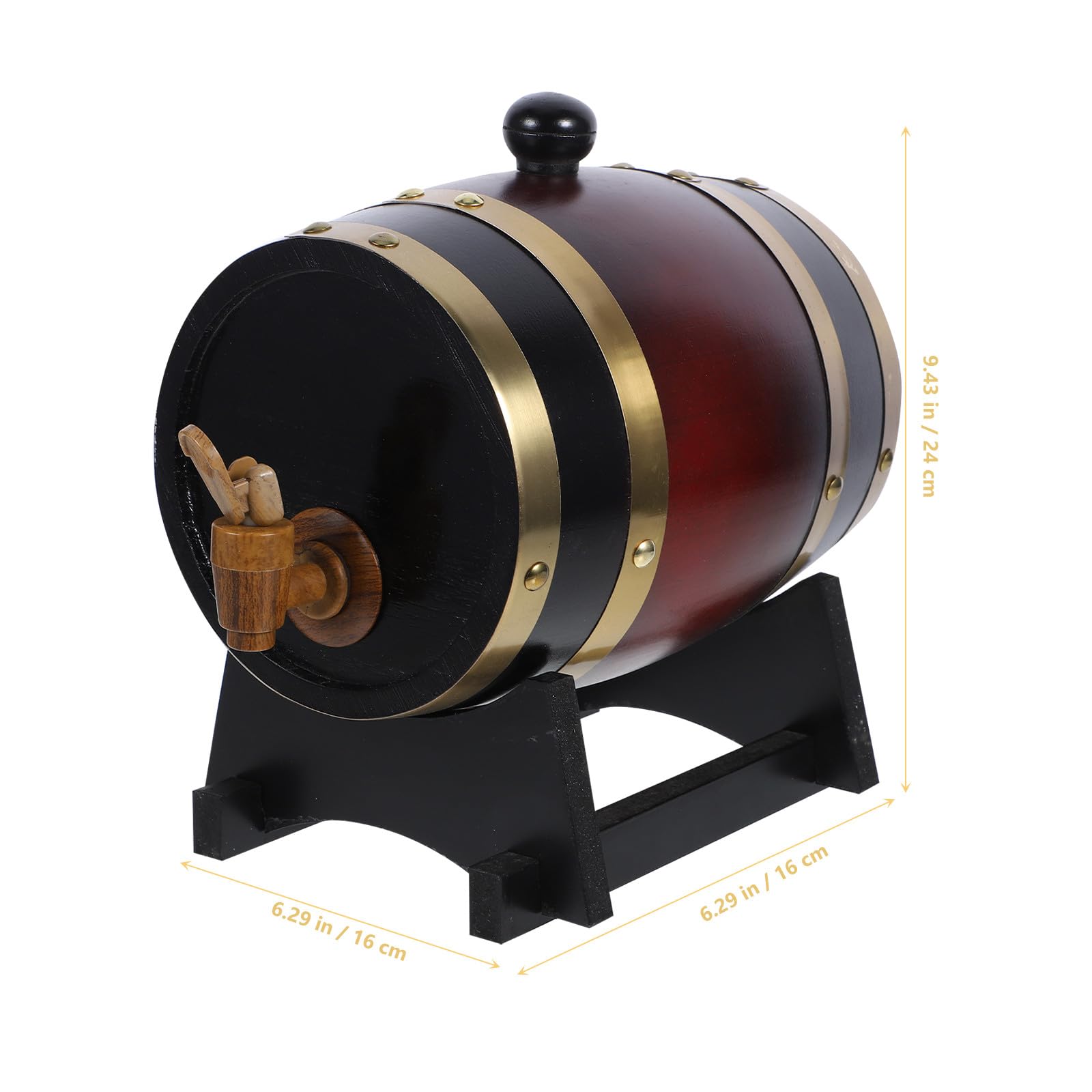 TOYANDONA Barril de Madera Maciza de Pino 1,5 L Grifo y Soporte, Barril para Vino Tinto, Cerveza y Licor, Dispensador Portátil para Añejamiento y Almacenamiento en Cocina y Bar
