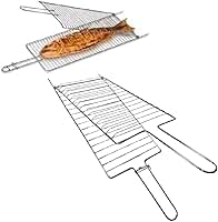 Grelha Dupla Folha Grande Churrasco Peixe Frango Linguiça Aço (1, CROMADO)