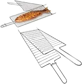 Grelha Dupla Folha Grande Churrasco Peixe Frango Linguiça Aço (1, CROMADO)