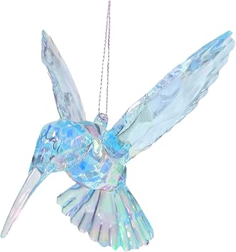BRBASAP Hummingbird Ornament Decor Figurines Acrylic Hanging Hummingbirds Crystal Suncatcher Bird Figurine for Home Decorative Tree Ornaments Charm Humingbird Party Decorations Shiny HangingBlue
