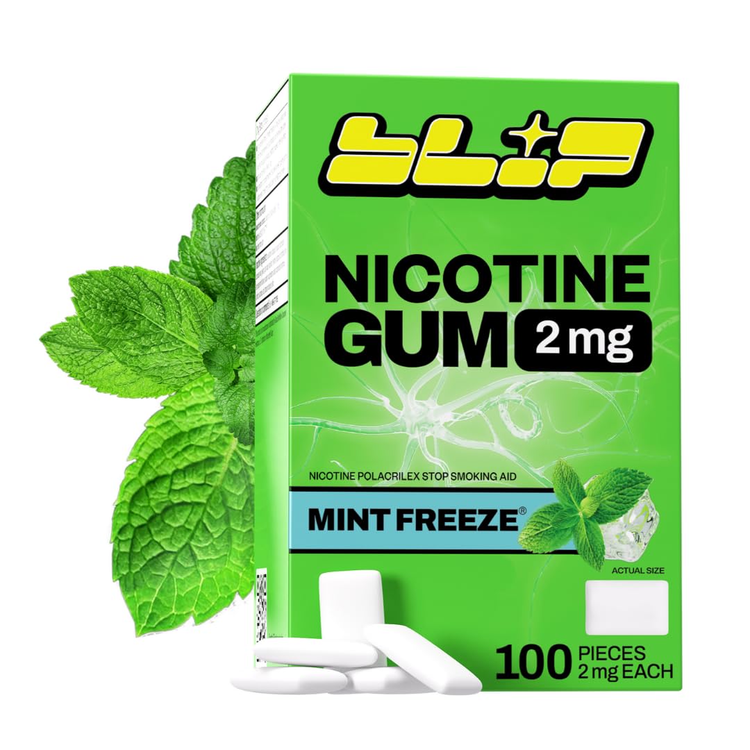 Blip Nicotine Gum 2mg, Mint Freeze Flavor, 100 Count, Quit Smoking Aid