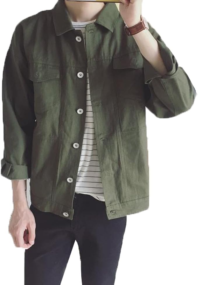 Amazon Shunyi メンズ スリム 薄手 スタジャンデニムジャケット フライトジャケット メンズ 長袖 無地 カジュアル スリム 春 夏 秋 コート ジャケット 通販