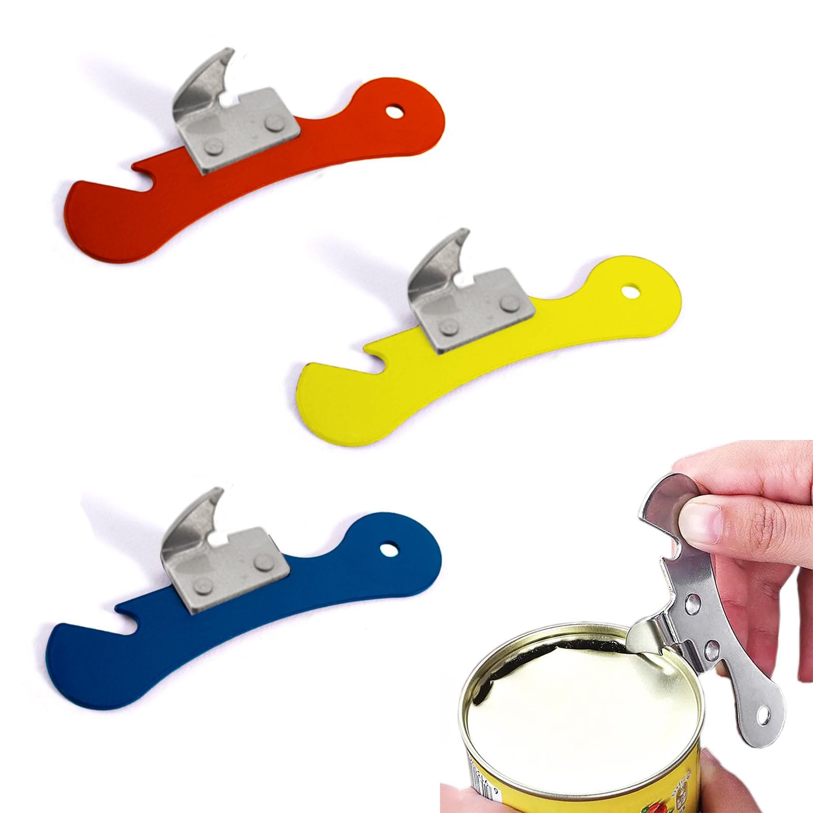 3 Pcs Can Opener Manual Stainless Steel Camping Can Opener, Portable Bottle Opener, Assorted Color.