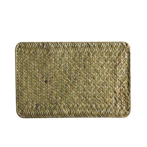 MYXJX placemats, 13-45 * 13-30cm Round/Square/Rectangle Woven Placemats Natural Water Hyacinth Placemats, Straw Braided Rattan Placemats Hand Woven Chargers Table(Natural 28 * 18cm)