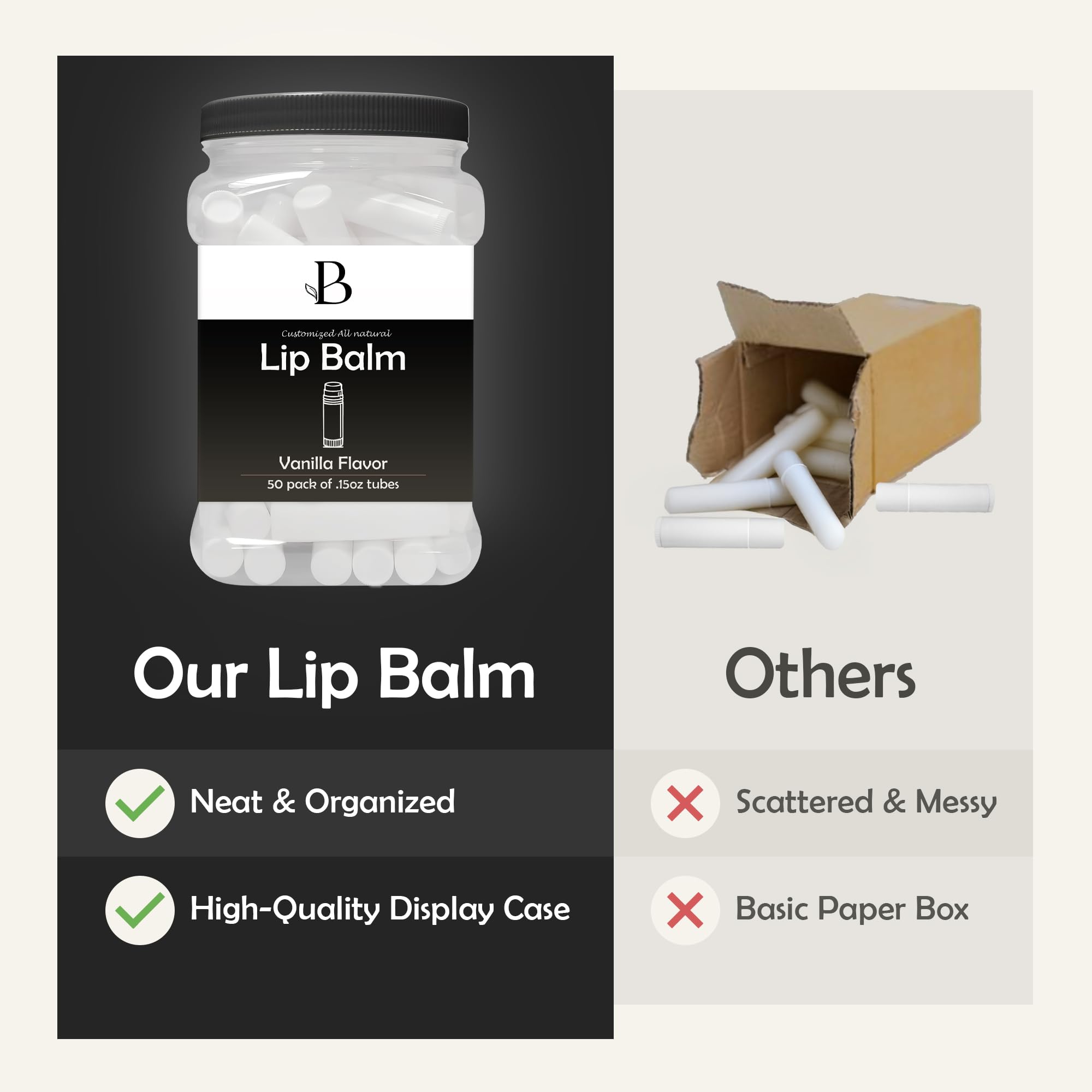 Lip Balm Bulk Unlabeled - Made in USA Bulk Chapstick - Natural Ingredients Vitamin E Shea Butter - Custom Chapstick Bulk For Party & Wedding Favors (Black)