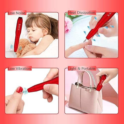 Miniatura 5 de Taladro de uñas eléctrico, taladro de uñas portátil profesional para uñas acrílicas, kit de lima de uñas eléctrica portátil con brocas y bandas de