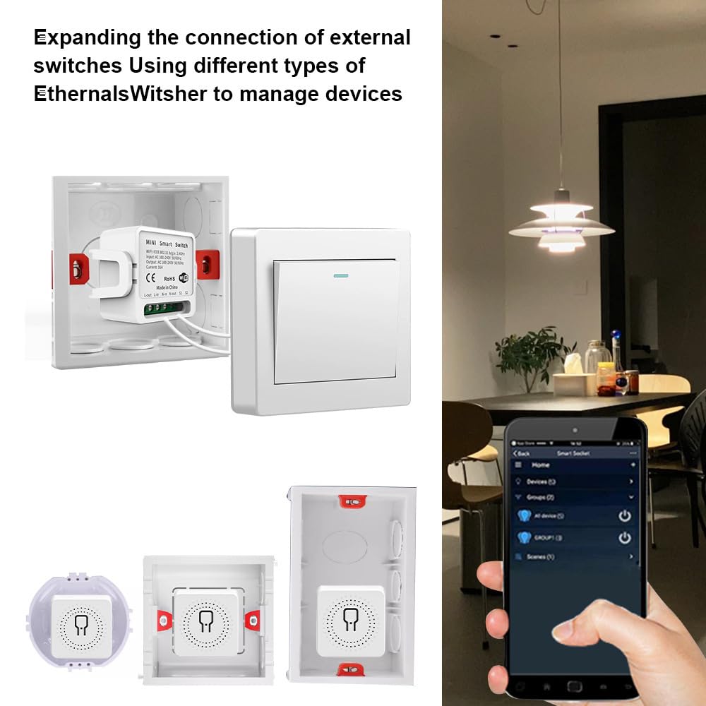Mengshen 4 Pack WLAN Smart Relay Switch Mini Smart Switch Kein Gateway erforderlich Timing Funktion Kompatibel mit Alexa Google Home DIY Modus Heimautomatisierung Türsteuerung