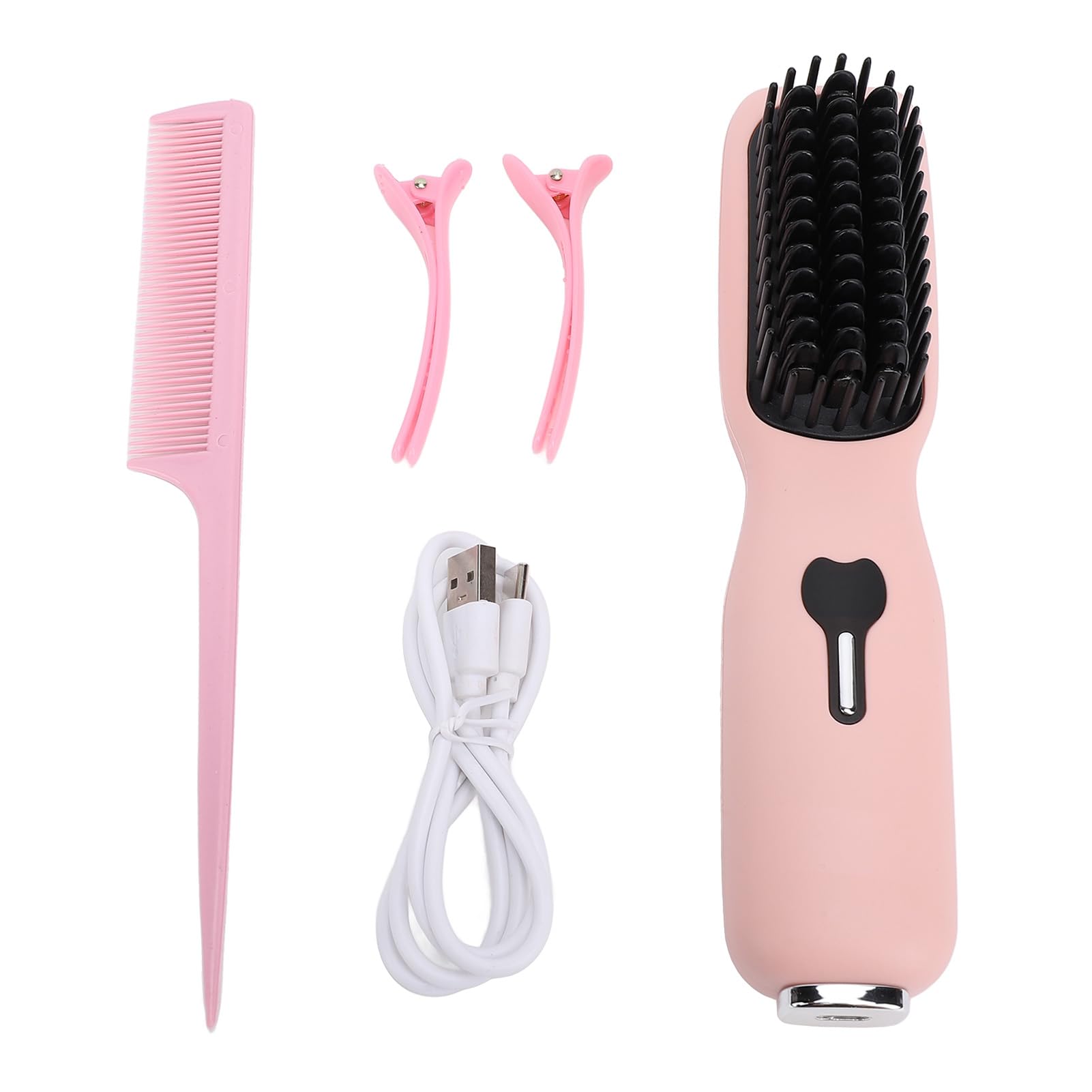 Straightening Comb Cordless Hair Straightener Comb 11 Temperature Adjustment Fast Heating Antiscald Portable Straightening Brush for Different Hair Types