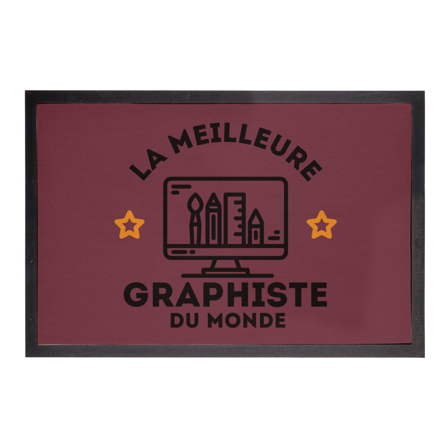Paillasson de la meilleure graphiste du monde tapis entrée rouge art design dimensions 75x50cm