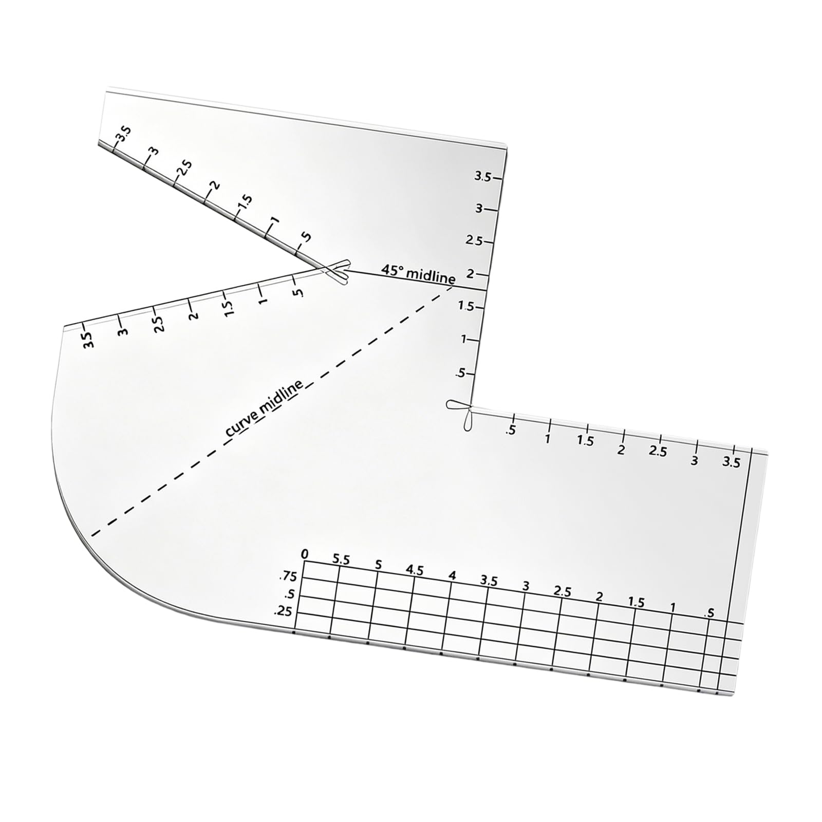Curved Patchwork Quilting Template Ruler with Measurement Scale Clear Acrylic Sewing Ruler for Dressmaking and Sewing Craft Projects Portable Equipment