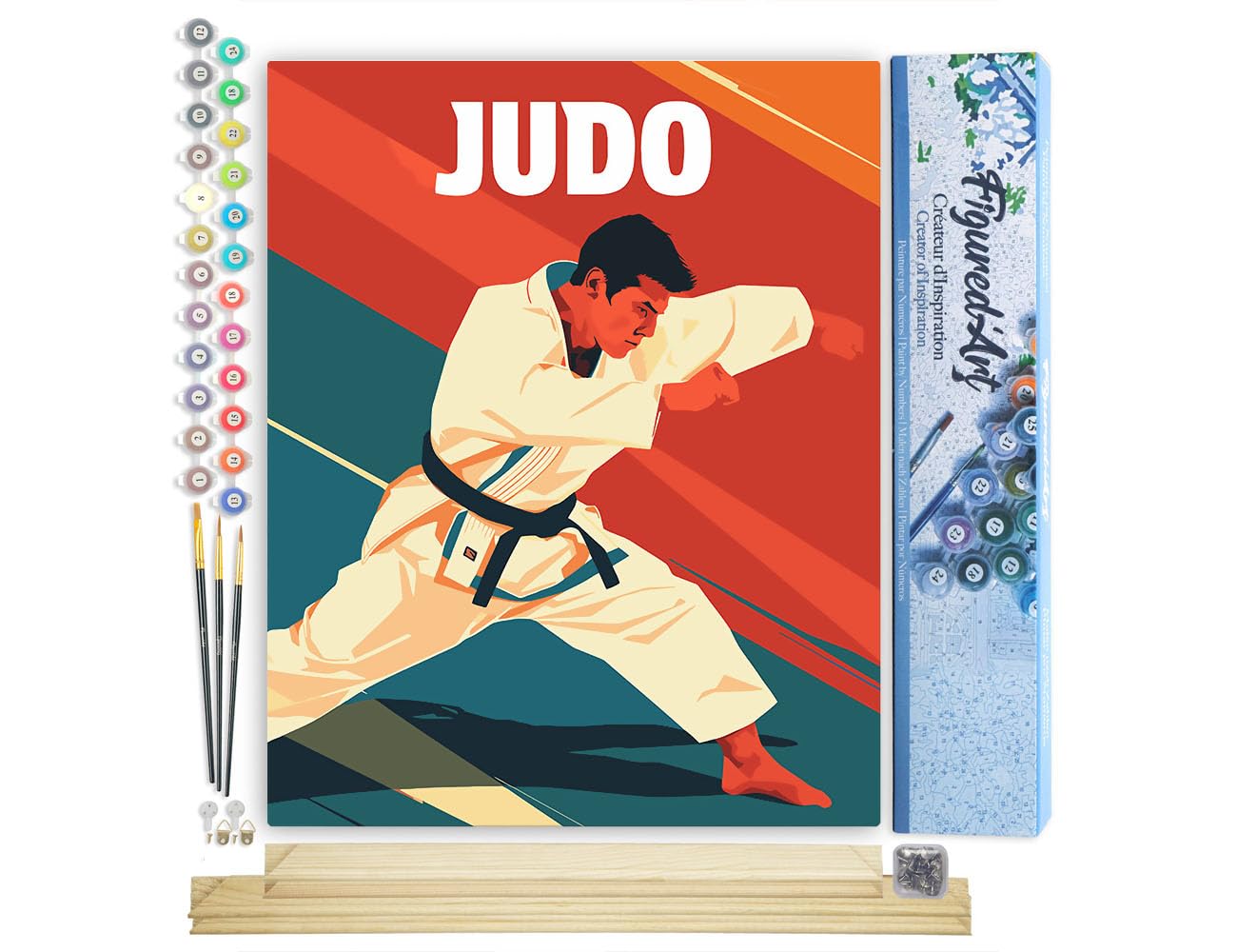 Figured'Art Paint by Number for Adults Sport Poster Judo 40x50cm - Craft Art Painting Rolled Canvas with DIY Wooden Frame