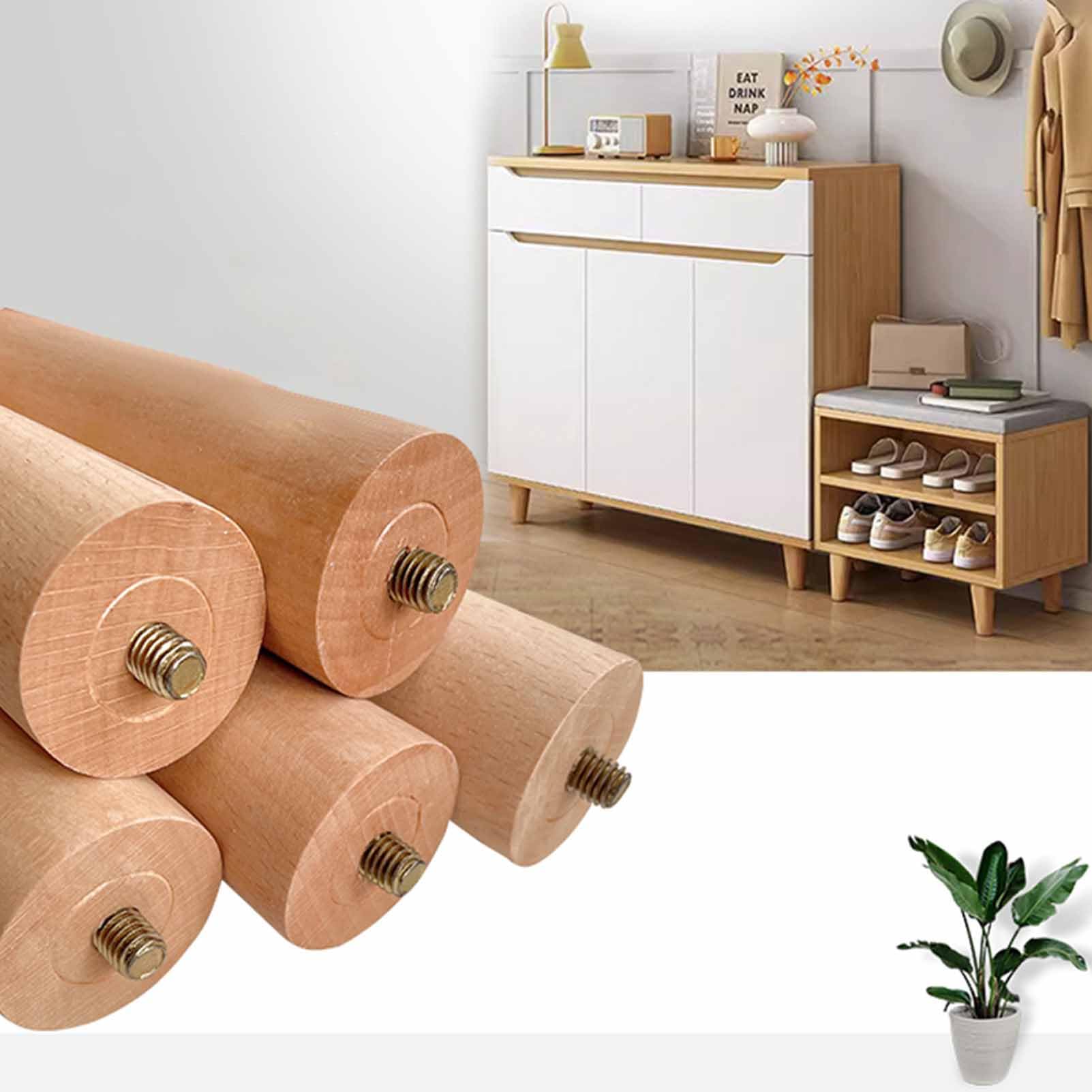 Nogi do mebli z litego drewna, 4 szt. Stożkowe drewniane nogi meblowe z płytą montażową i śrubami w wielu rozmiarach(55cm(21.6in))