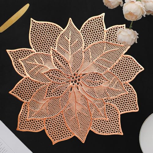 Image of Dakshya Industries Pack of 2 PVC Waterproof Table Placemats - Heat Resistant, Non-Slip Dining Table Mats (Copper)