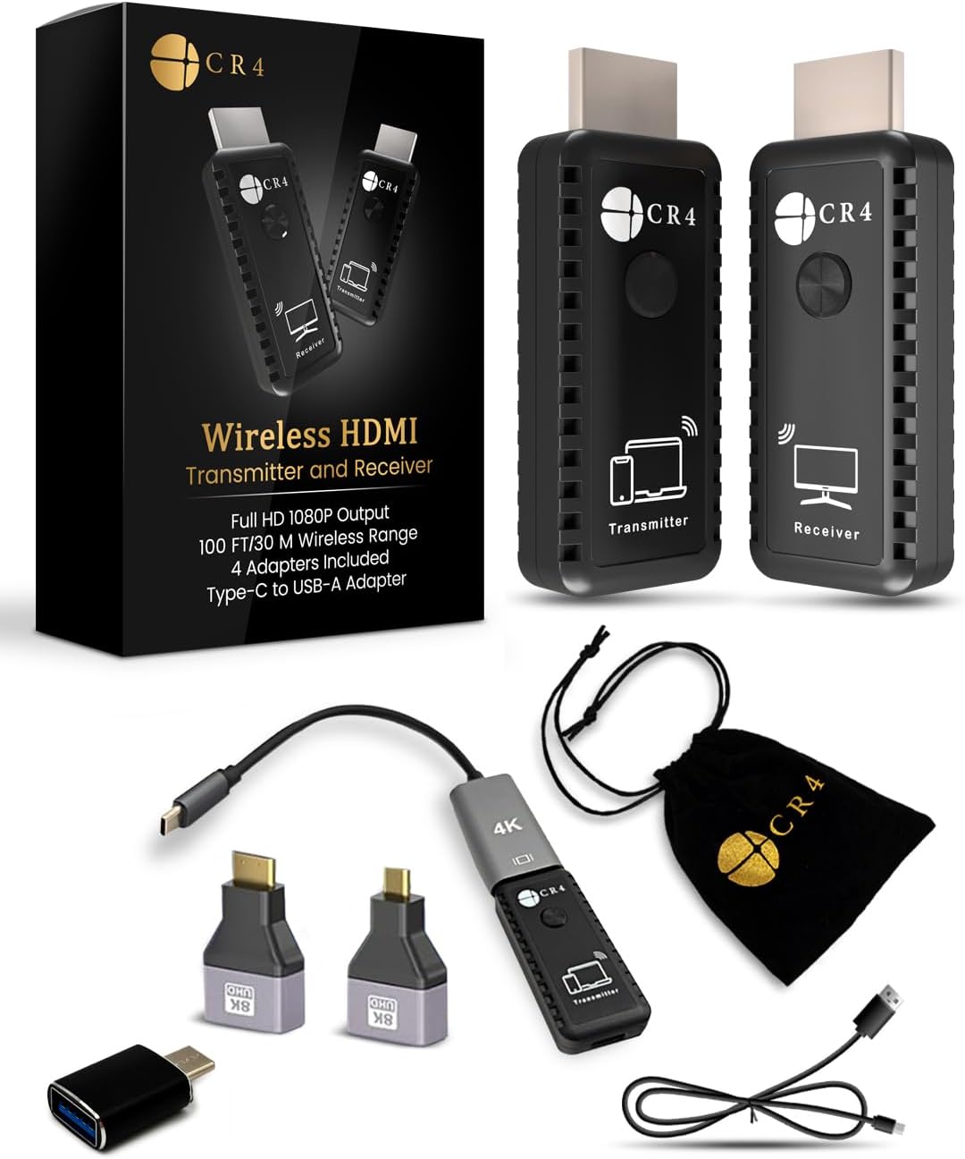 CR4 Wireless HDMI Transmitter & Receiver 100ft 4K In 1080P Out