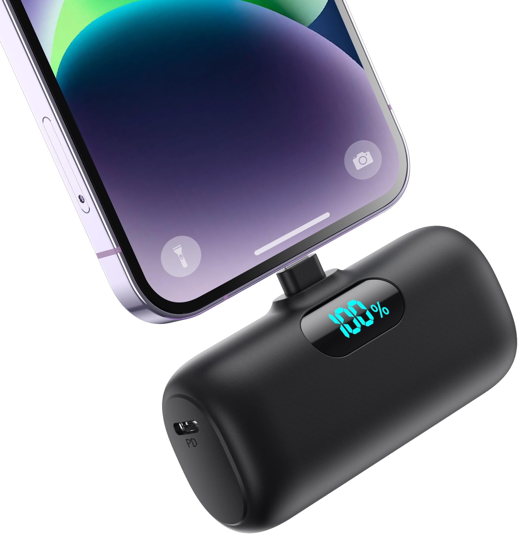 Feob Small Portable Charger for iPhone,5000mAh PD Fast Charging Power Bank, Mini Battery Backup Charger Compatible with iPhone 14/14 Pro Max/13/12 Pro/11/XS/XR etc (Black)
