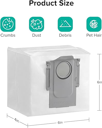 Miniatura 3 de Paquete de 6 bolsas de vacío desechables de 2.5 L para aspiradoras robot roborock S7, S8, Q5, Q7, Q8 y bases de vacío automático
