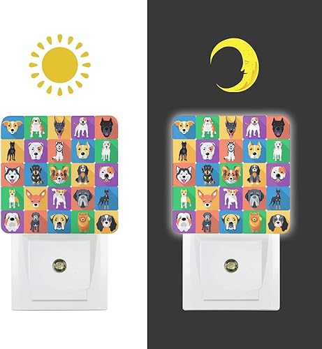 Miniatura 5 de ACOZUHSE Lámpara de luces LED de noche con sensor de anochecer a amanecer, lámpara de noche de diseño plano con icono de perros, luces nocturnas
