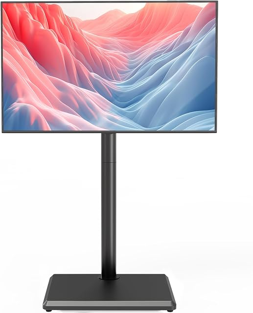 Tourneaux TV Support pour TV 32-60 pouces, réglable en hauteur TV Mont avec base stable, cales 88 lbs, Position fixe pour salon, Chambre, Home Office Noir