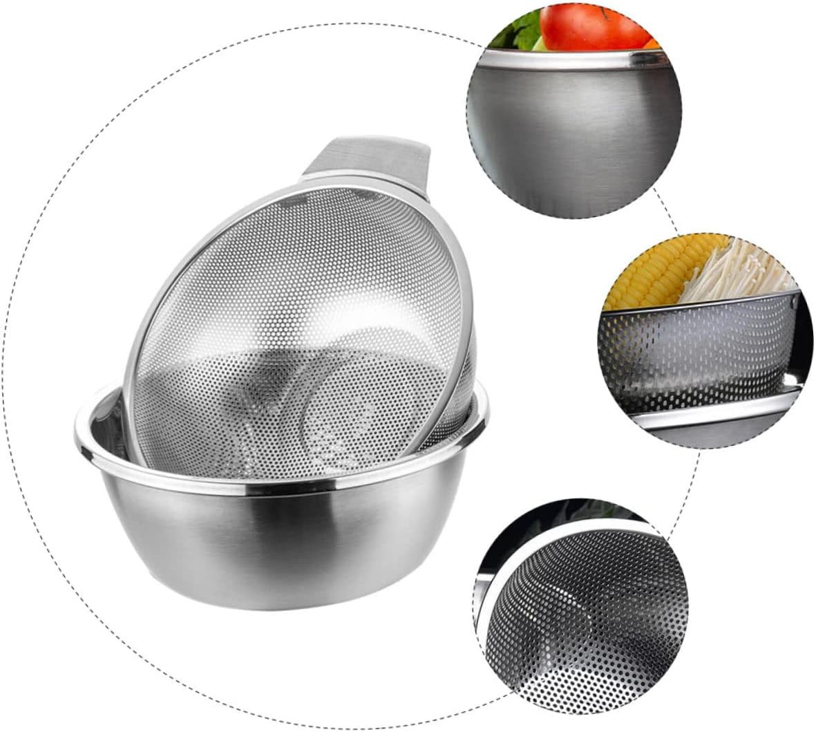 Garneck 1set Double Draining Basket for Kitchen Efficient Fruit and Vegetable Cleaning Design for Indoor and Outdoor Use