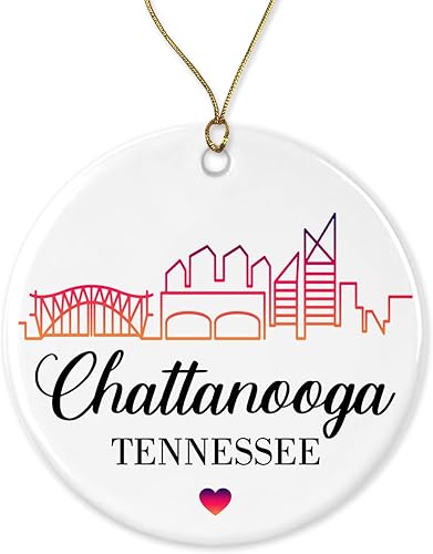 Chattanooga - Adorno de horizonte – Adornos de Tennessee – Adorno de Chattanooga Tn – Regalo para hombres y mujeres – Regalo de cerámica para