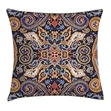 Ambesonne Paisley Throw Pillow Cushion Cover, Historical Moroccan Florets with Slavic Effects Heritage Design, Decorative Square Accent Pillow Case, 20