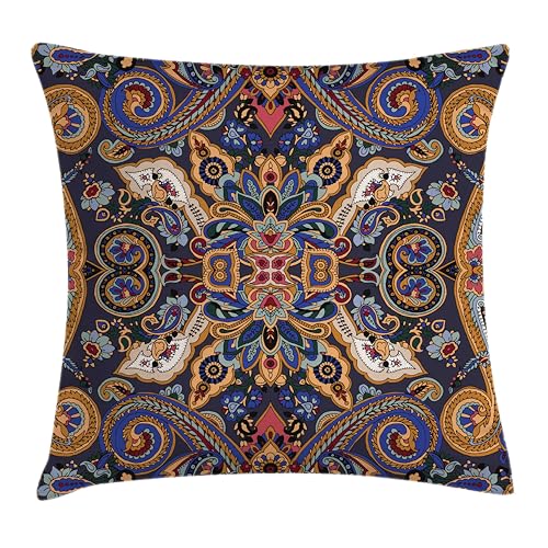 Ambesonne Paisley Throw Pillow Cushion Cover, Historical Moroccan Florets with Slavic Effects Heritage Design, Decorative Square Accent Pillow Case, 20
