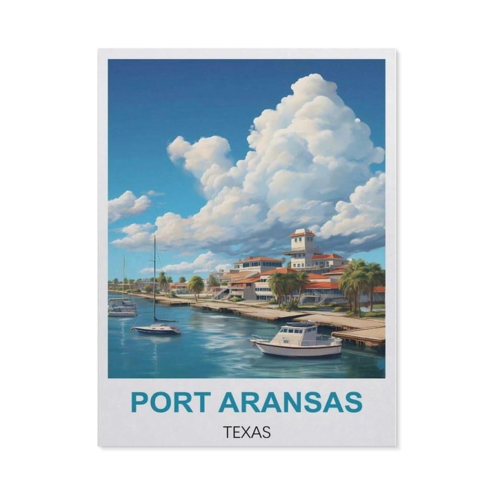 BEAYODKP Diamond Painting Kits for Adults and Kids，Port Aransas Texas Vintage Travel Poster，Full Drill Round Rhinestone Paint with Diamonds（40 x 50 cm/15.74 x 19.68 inches）-CB92