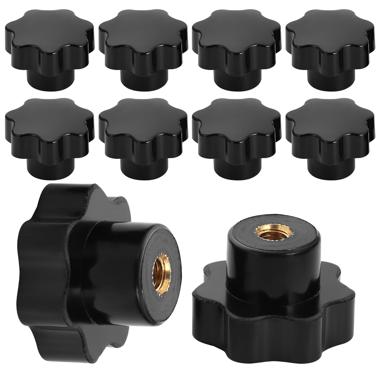 Dado a Stella per Manopola M6 10 Pezzi Manopola in Plastica con Filettatura Interna, Dadi di Serraggio per Manopola, Maniglia per Macchina Utensile