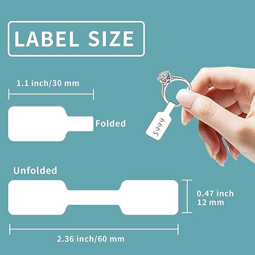 Miniatura 2 de Yeachlaing Etiquetas de precio de joyería, cualquier bolígrafo no se mancha, sin adhesivo en la parte plegable central, etiquetas autoadhesivas de