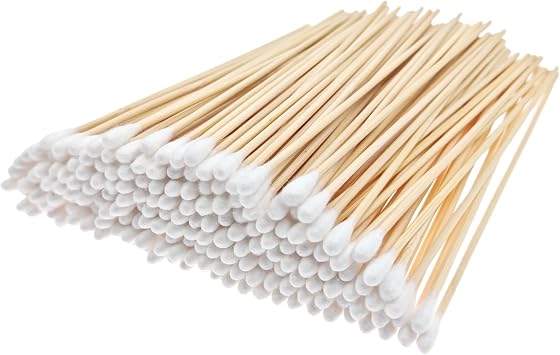 ZHIYE 6 Inch Ear Buds, 200 Pcs Long Cotton Swabs Ear Picks with Extra Long Wooden Handle for Ear Wax Cleaning, Beauty, Jewelry, Polishing