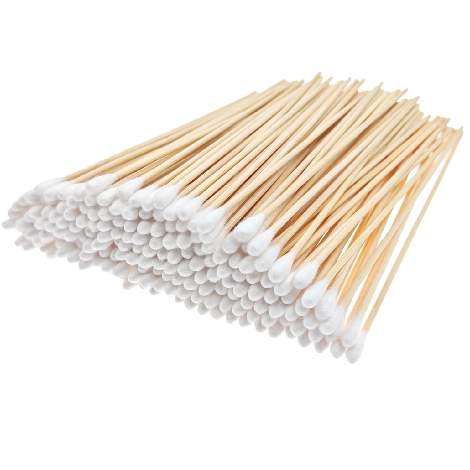 RIKWOG 200 Pack 6 Inch Cotton Swabs with Extra Long Wooden Handles - Ear Cleaning, Makeup, Jewelry Polish, Pet Care