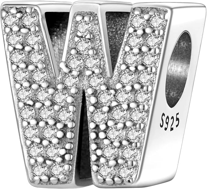 FLUFLO Charm Anhänger Damen Buchstabe A-Z für Armband 925 Sterling Silber Charms Beads passend für Pandora Armband und Halskette, Kompatibel mit Europäischen Armbänder für Frauen Mädchen Z222