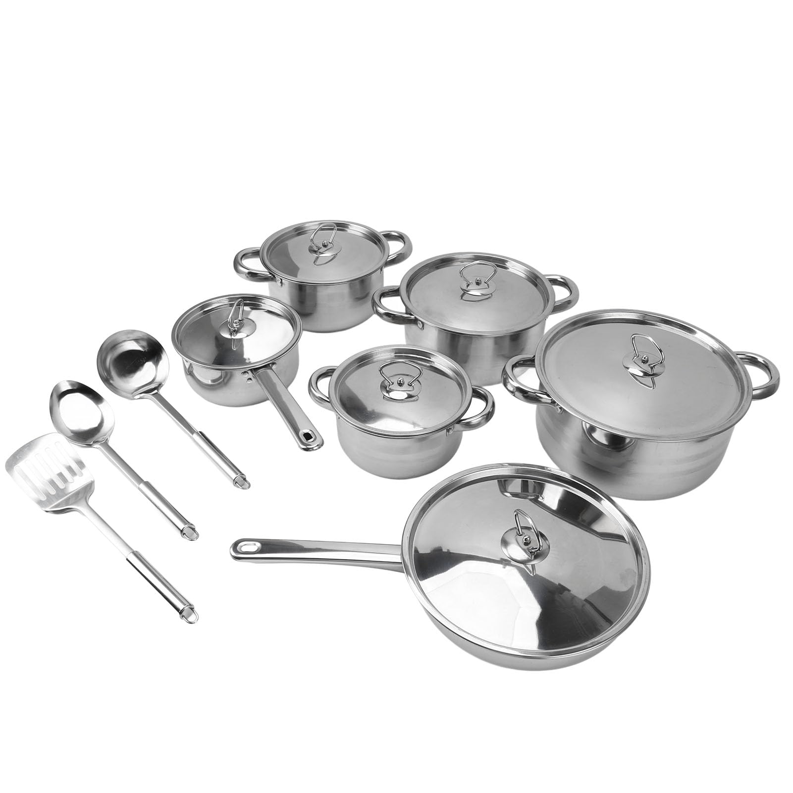Socobeta Juego de Sartenes y Ollas de Cocina, Elegante Solución Multiusos de Acero Inoxidable para Cocineros Profesionales