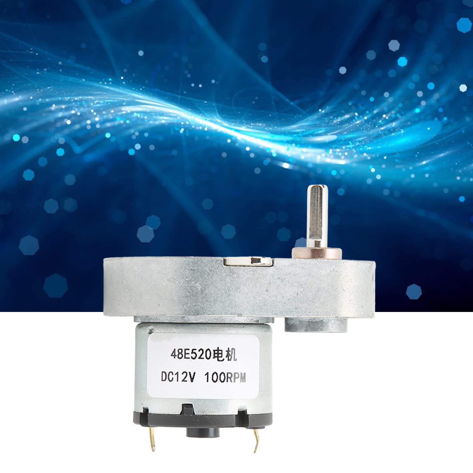 Moteur à Engrenage DC 100RPM 48E520, Réducteur de Vitesse Réversible 12V - Auto - blocage Sécurisé, Moteur CW/CCW Puissant pour Robotique et Automatisation