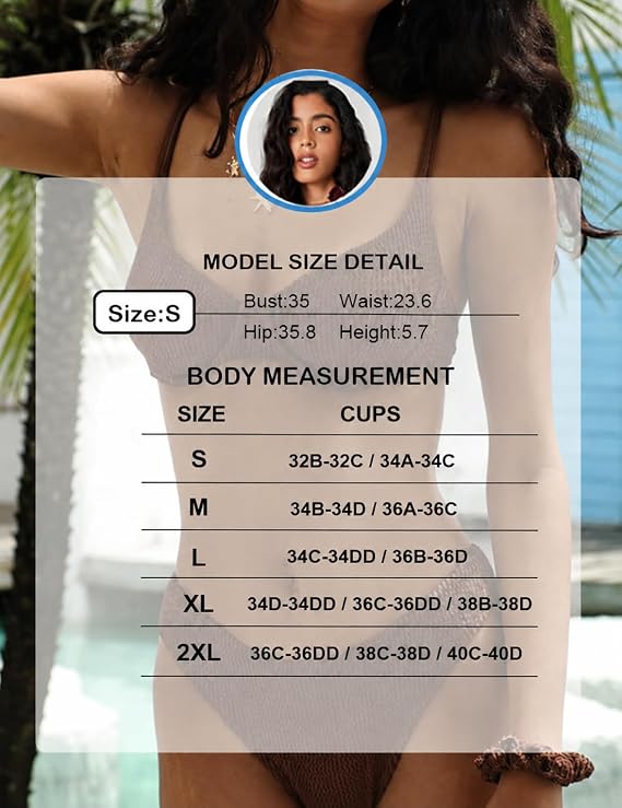 Women's Crinkle Underwire Bikini Top Adjustable Tie Back Swim Top