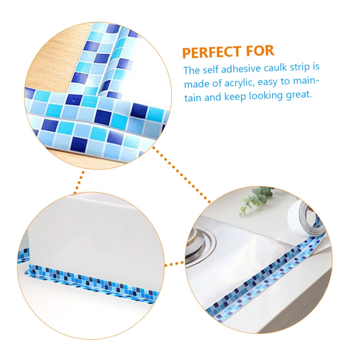 ABOOFAN 2pcs Waterproof Self-Adhesive Caulk Strip Tape for Kitchen Bathroom and Toilet Sealing White Decorative Caulk Sealant for Edge Protection