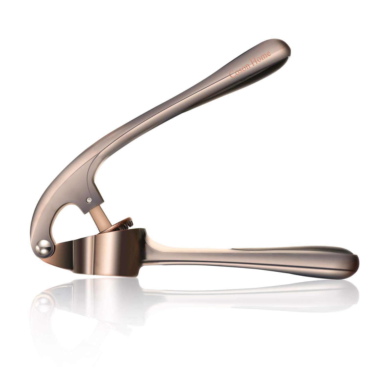 Garlic Press Mashed Garlic Crusher Peeler Chopper Garlic Puree Maker with Silicone Tube Roller and Cleaning Brush,Zinc Alloy Heavy Soft-Handled (Antique Copper)