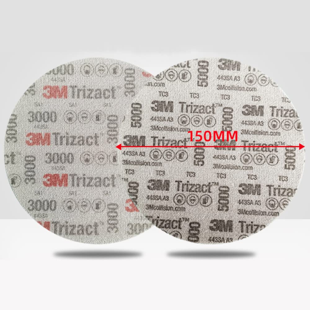 Gąbki szlifierskie Blok tarczy szlifierskiej, 3M gąbkowy papier ścierny polerujący 5000 Wykończenie lakieru samochodowego 6 cali 150 mm okrągły papier ścierny 02085(3000 Grit,5 Pcs)