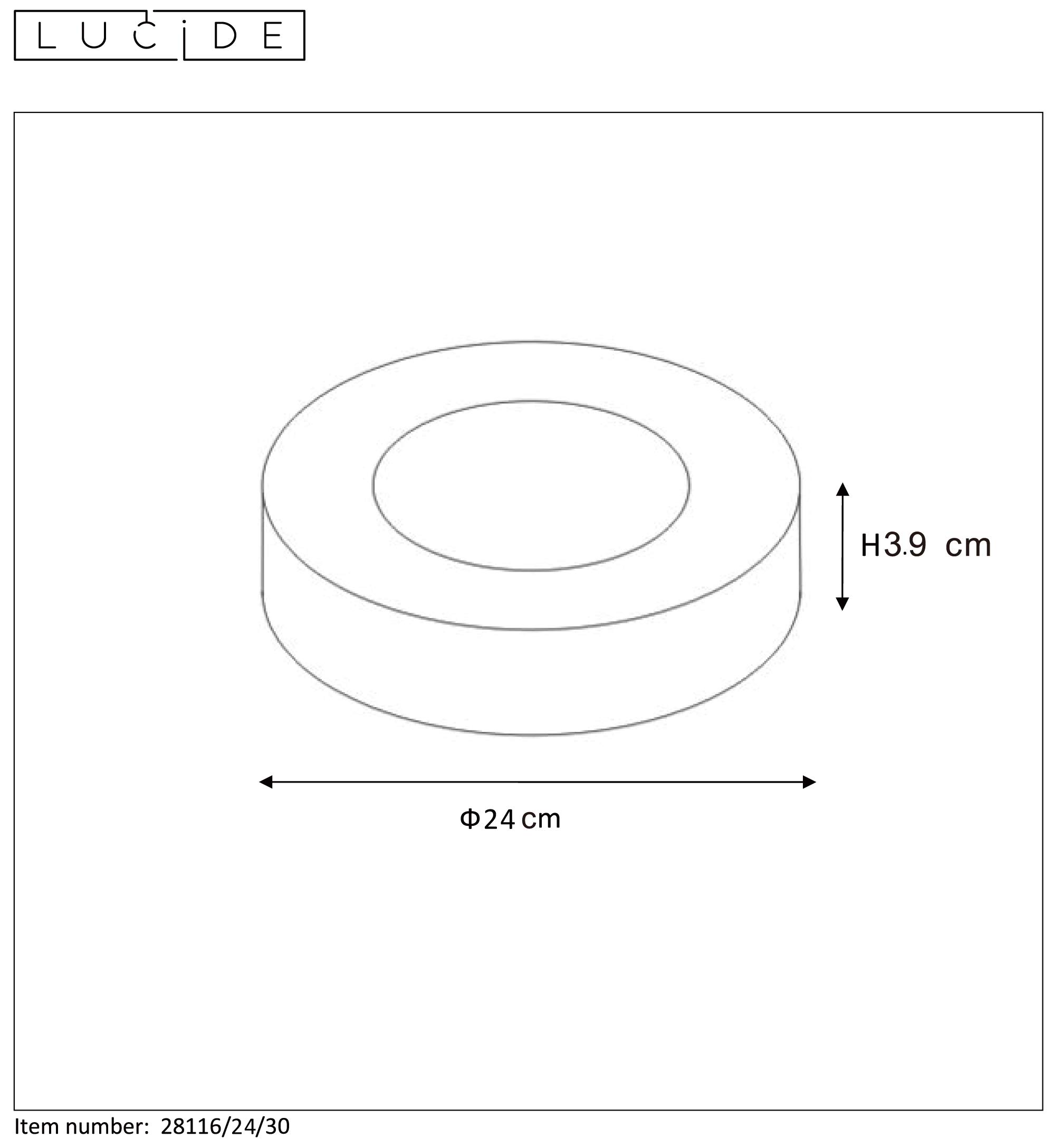 LUCIDE BRICE-LED - Deckenleuchte Badezimmer - Ø 24 cm - LED Dim. - 1x15W 3000K - IP44 - Schwarz