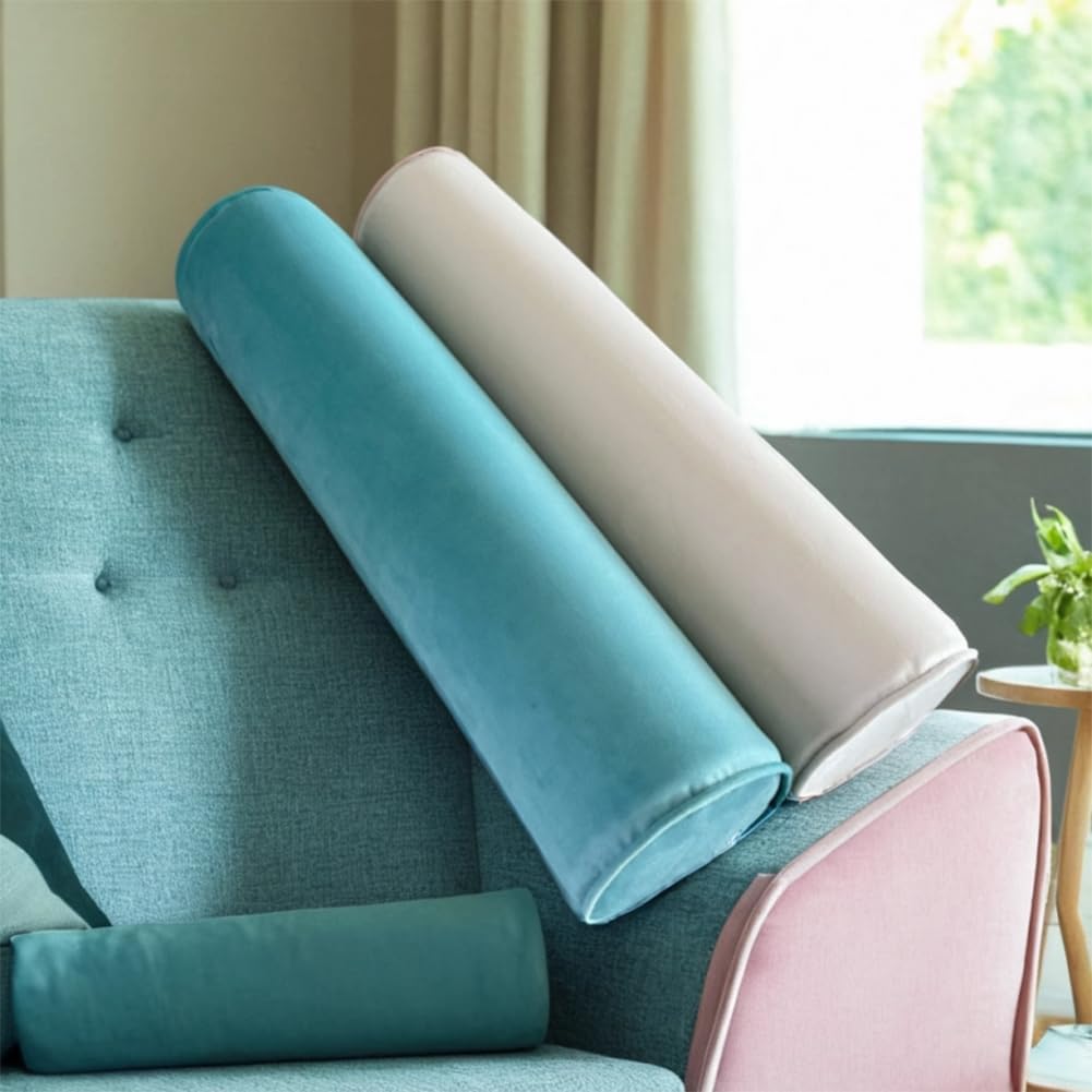 Memory Foam Long Bolster Pillow Cervical Neck Roll Pillow Cylinder Bolster Pillow Round Neck Pillow Sofa Waist Cushion (Dark Purple, 65×15CM/25.59"×5.91")