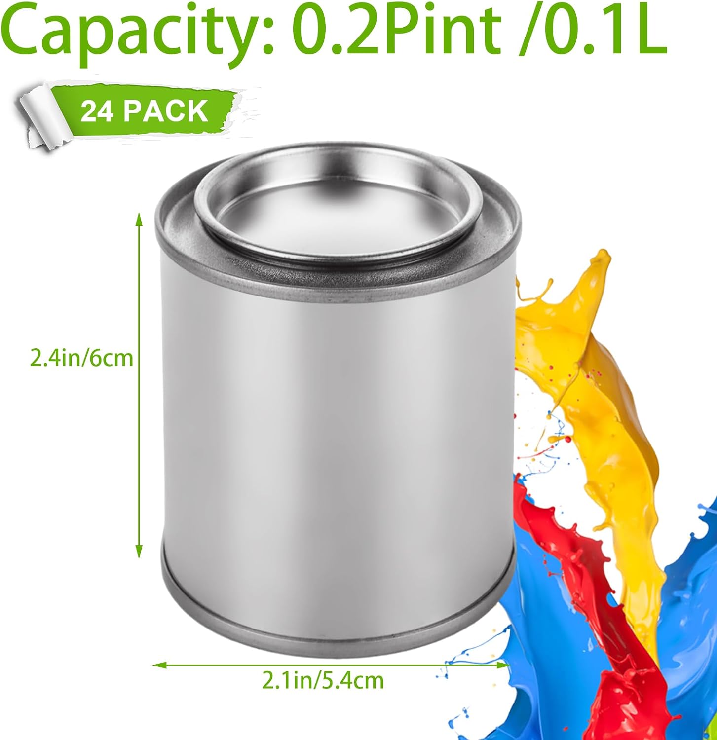ABuff 24 Pack Empty Paint Cans with Lids (0.2 Pint Size) 0.1L Metal Paint Storage Containers Silver Round Paint Containers with Lids for Leftover, Paints or Craft Projects